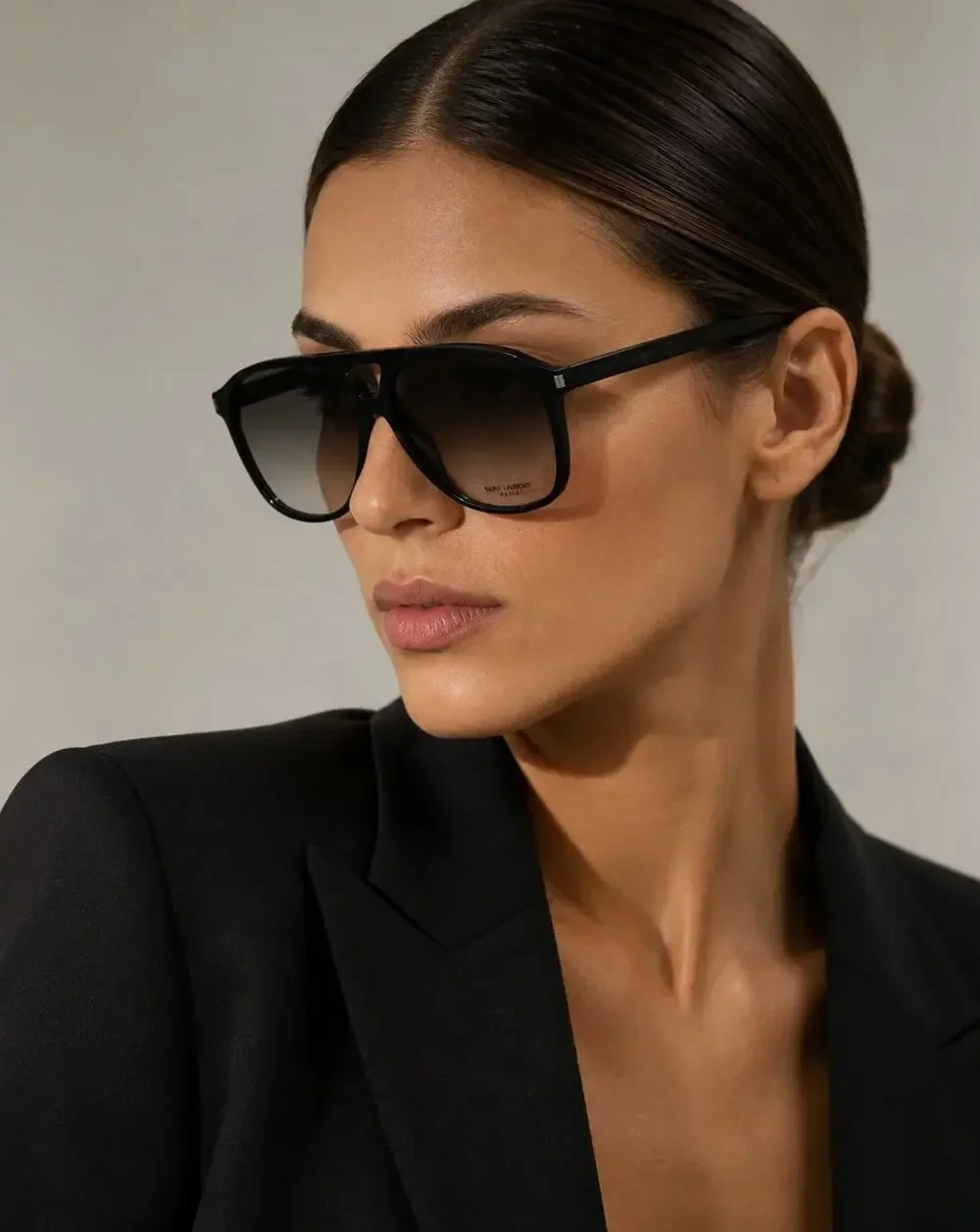NEW Saint Laurent SL596 Dune Black Aviator Unisex Sunglasses